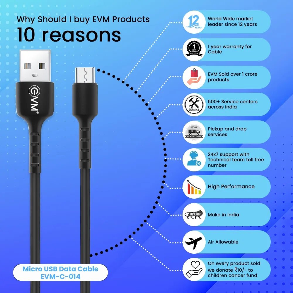 EVM Micro USB Charge & Sync Cable EVM-C-014-B view 8